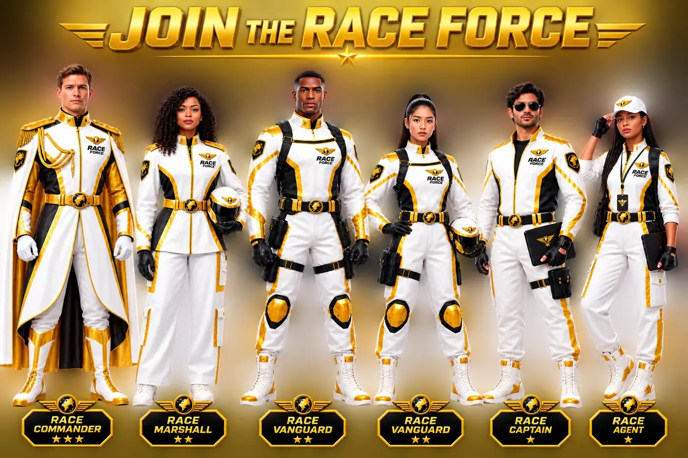 Join The Race Force — Race Commander, Marshall, Vanguard, Captain, Agent
